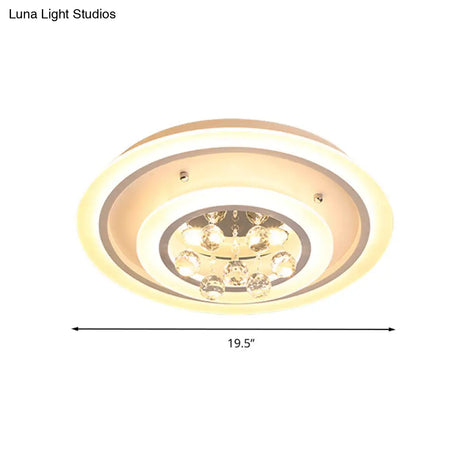 Modern Crystal Ball Round Flush Mount Light With Led Ceiling Light/Remote Control Dimming -