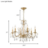 Modern Crystal Beaded Pendant Light Champagne Finish 3/6 Bulbs