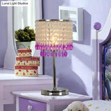 Modern Crystal Beaded Table Lamp - Red/Pink/Purple Tassel Design Single-Bulb Nightstand Light For