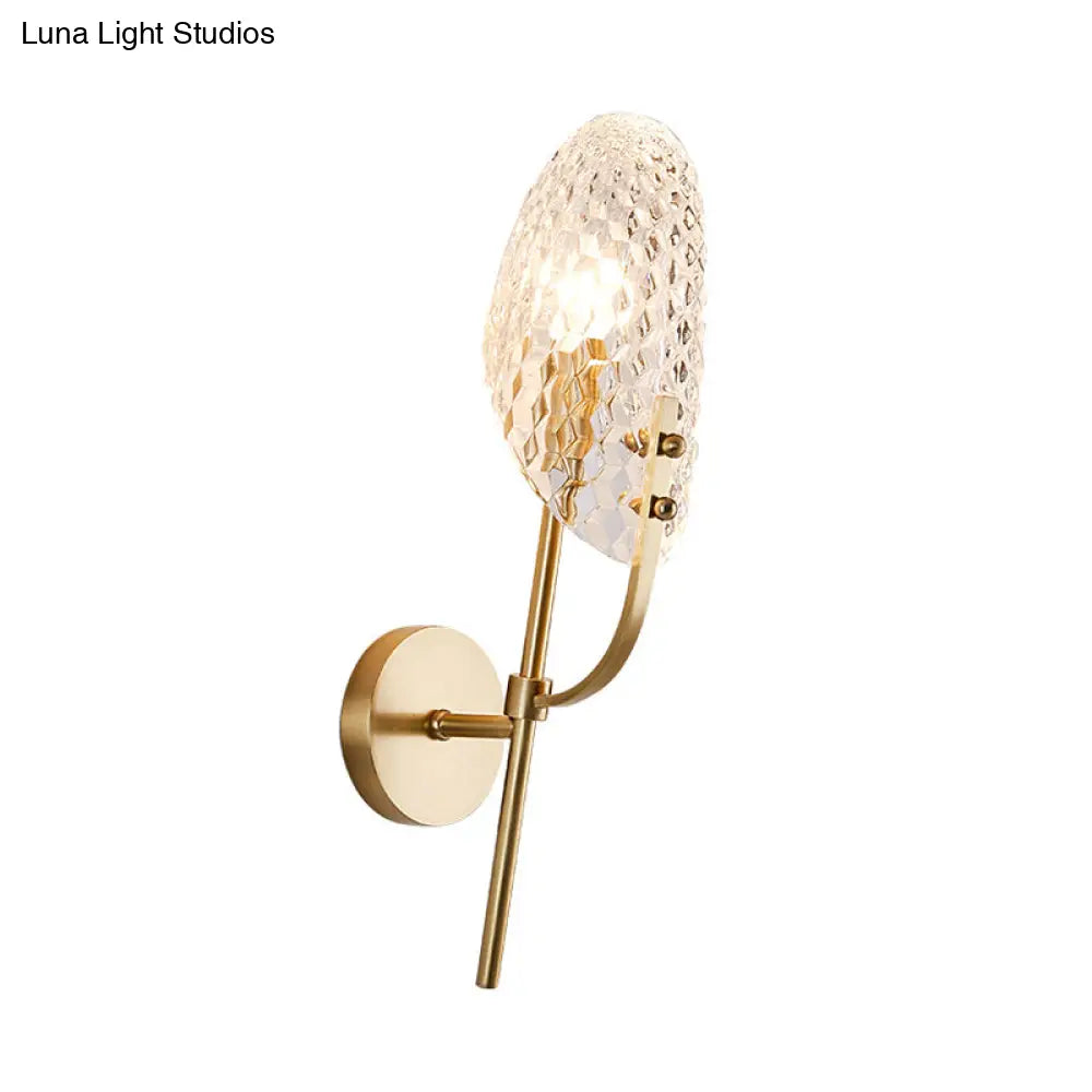 Modern Crystal Beveled Shade Wall Sconce Light - Elegant Brass 1-Light Fixture For Hallway