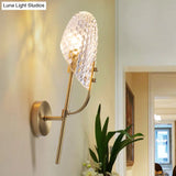 Modern Crystal Beveled Shade Wall Sconce Light - Elegant Brass 1-Light Fixture For Hallway