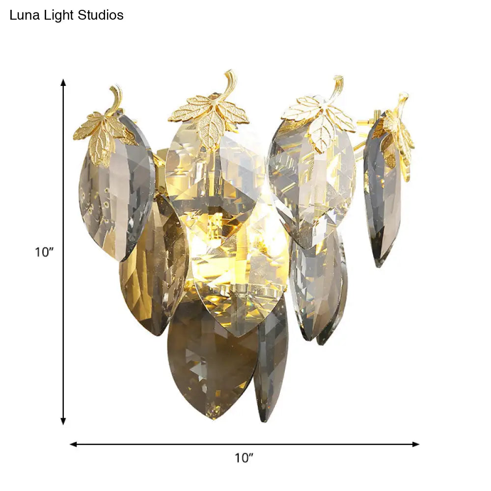 Modern Crystal Block 2-Light Gold Wall Sconce For Study Room