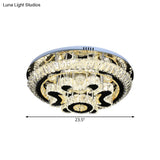 Modern Crystal Block Ceiling Light Fixture For Living Room - Led Flush Mount Lamp With Stainless -
