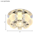 Modern Crystal Block Gold Ceiling Mount Light Flushmount With Led Floral Design In Warm/White/Multi