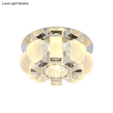 Modern Crystal Block Gold Ceiling Mount Light Flushmount With Led Floral Design In Warm/White/Multi