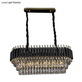 Modern Crystal Block Island Pendant Light