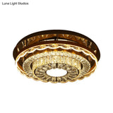 Modern Crystal Block Led Flush Mount Ceiling Light In Chrome