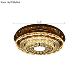 Modern Crystal Block Led Flush Mount Ceiling Light In Chrome