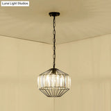 Modern Crystal Block Pendant Lamp - Geometric Black Ceiling Lighting 1 Head