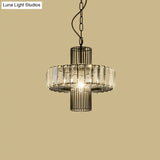 Modern Crystal Block Pendant Lamp - Geometric Black Ceiling Lighting 1 Head