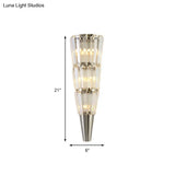 Modern Crystal Block Wall Light In Nickel Finish For Living Room 6/8.5 Width