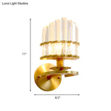 Modern Crystal Block Wall Sconce - Round Gold Living Room Lamp