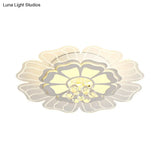 Modern Crystal Blossom Led Flush Mount Ceiling Light Fixture - White Multiple Sizes Available