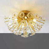 Modern Crystal Bouquet Semi Flush Mount Ceiling Lamp - Gold 3/5 Lights Bedroom Lighting 5 /