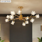 Modern Crystal Branch Chandelier With Gold/Grey Finish - 8/12 Bulbs Hanging Light Fixture