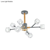 Modern Crystal Branch Chandelier With Gold/Grey Finish - 8/12 Bulbs Hanging Light Fixture