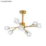 Modern Crystal Branch Chandelier With Gold/Grey Finish - 8/12 Bulbs Hanging Light Fixture