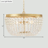 Modern Crystal Brass Dome Chandelier - Wide 16/19.5 3/5 Bulbs Hanging Ceiling Light