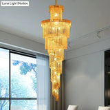 Modern Crystal Ceiling Chandelier - 15-Light Gold Pendant For Corridor