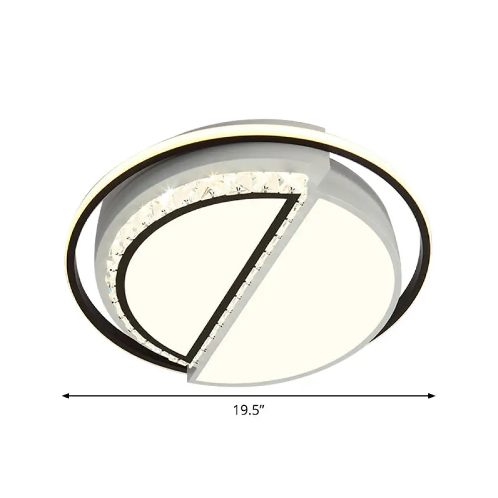 Modern Crystal Ceiling Lamp In Black - Round/Star Design With Warm/White Led Light