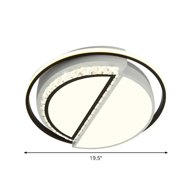 Modern Crystal Ceiling Lamp In Black - Round/Star Design With Warm/White Led Light