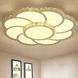 Modern Crystal Ceiling Lamp - Smart Led Flush Mount Light 18’/24’ Wide Warm/White White / 18’ Warm