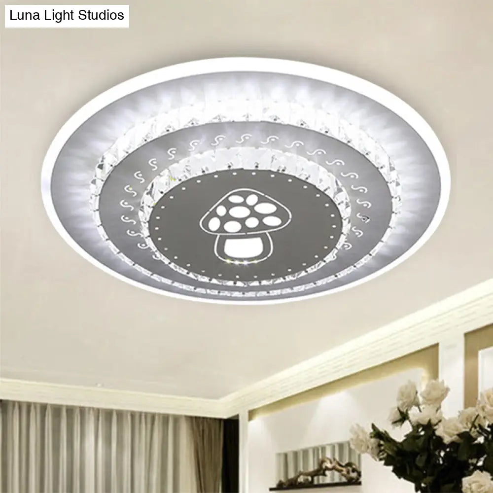 Modern Crystal Ceiling Mount Led Light Fixture For Bedroom - White Loving Heart/Square/Rose Design