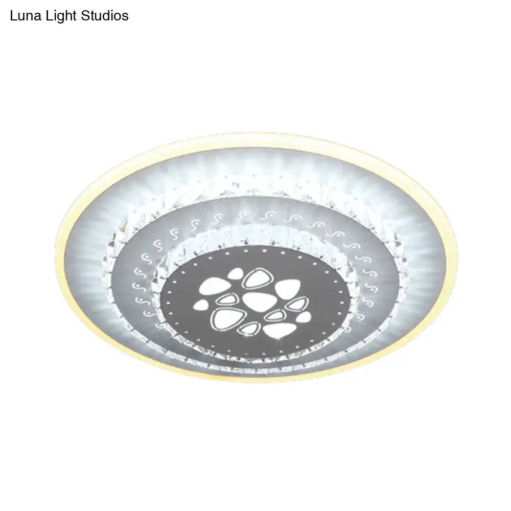 Modern Crystal Ceiling Mount Led Light Fixture For Bedroom - White Loving Heart/Square/Rose Design