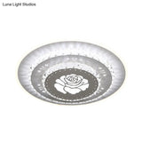 Modern Crystal Ceiling Mount Led Light Fixture For Bedroom - White Loving Heart/Square/Rose Design