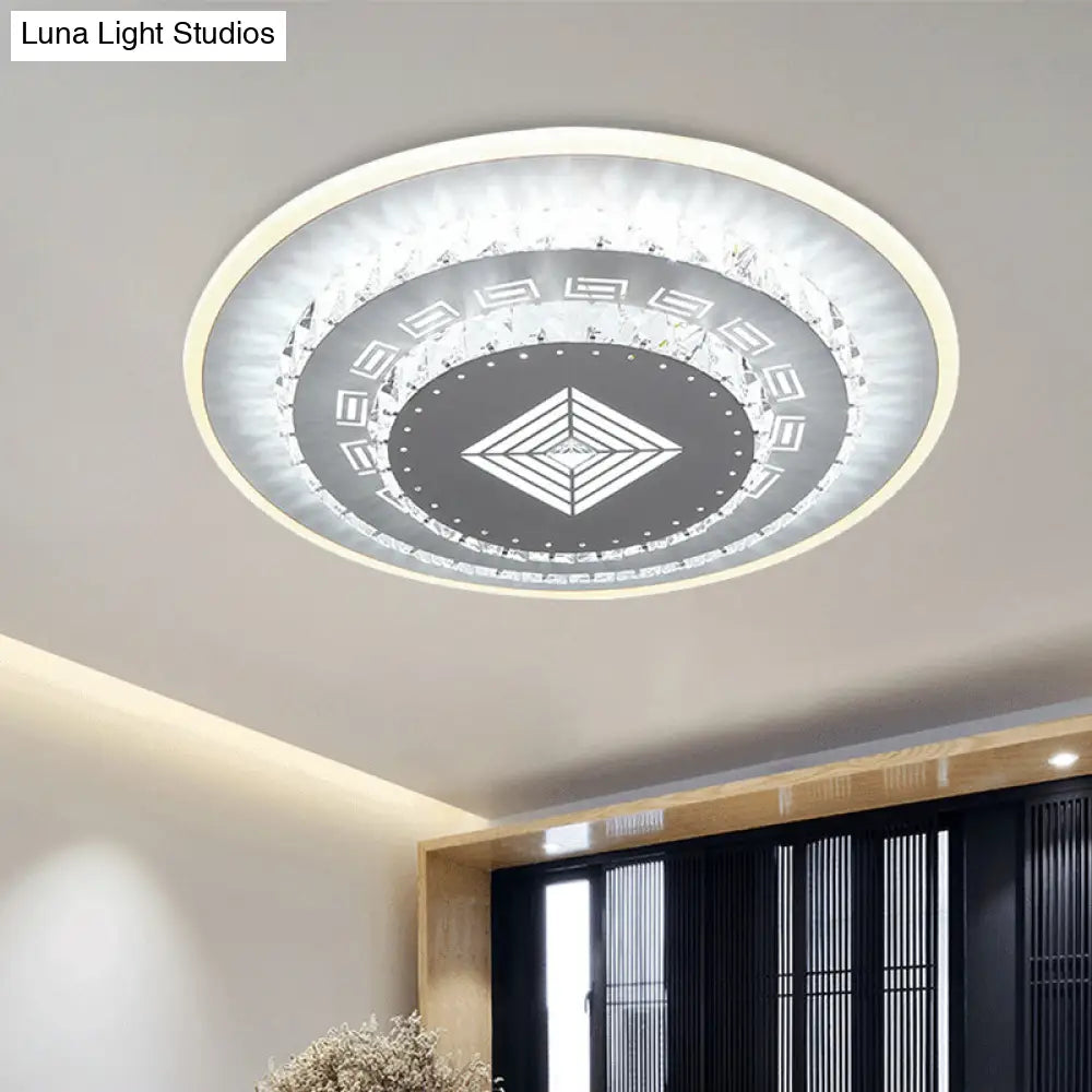 Modern Crystal Ceiling Mount Led Light Fixture For Bedroom - White Loving Heart/Square/Rose Design