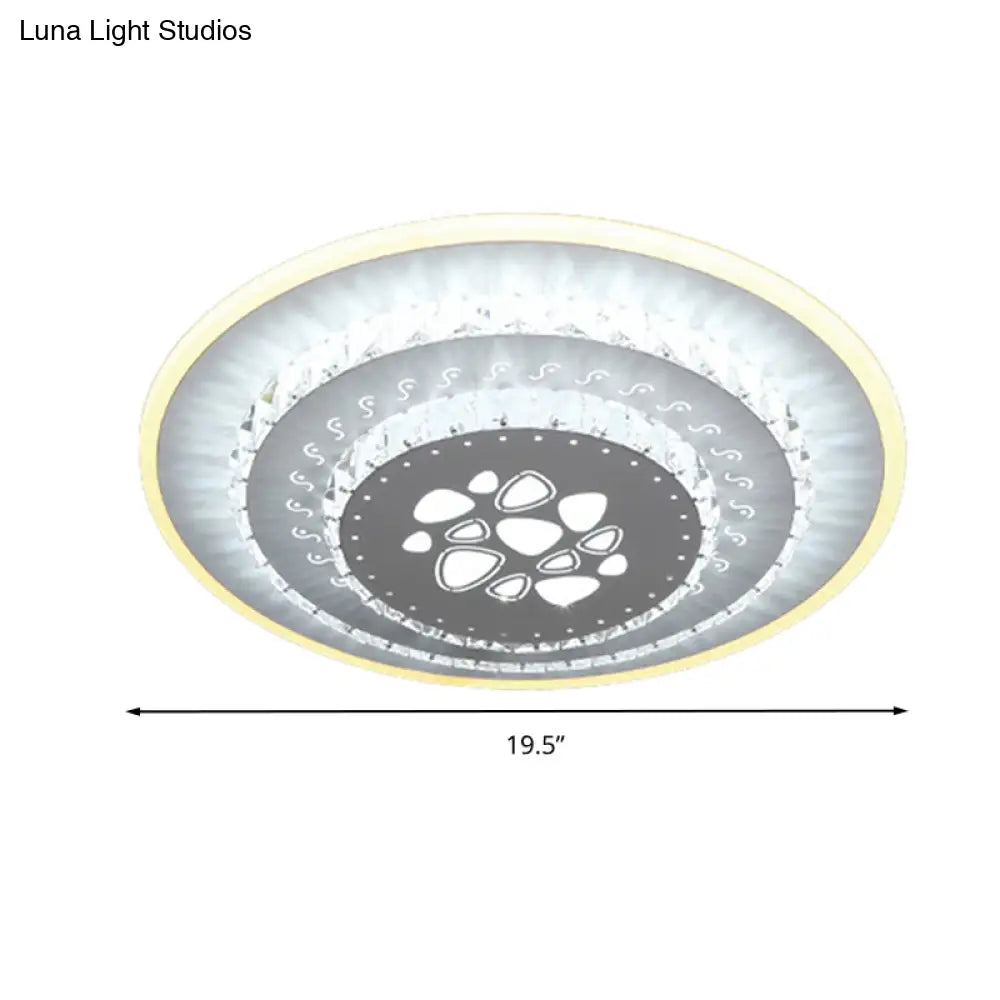 Modern Crystal Ceiling Mount Led Light Fixture For Bedroom - White Loving Heart/Square/Rose Design