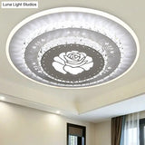 Modern Crystal Ceiling Mount Led Light Fixture For Bedroom - White Loving Heart/Square/Rose Design