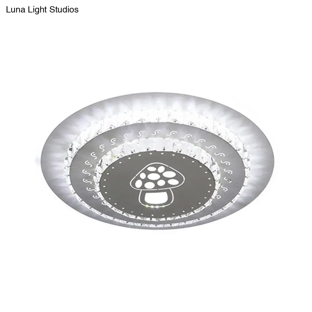 Modern Crystal Ceiling Mount Led Light Fixture For Bedroom - White Loving Heart/Square/Rose Design
