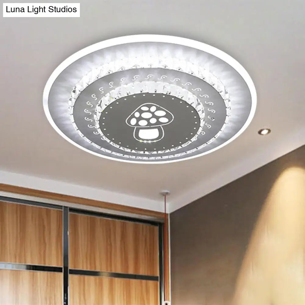 Modern Crystal Ceiling Mount Led Light Fixture For Bedroom - White Loving Heart/Square/Rose Design