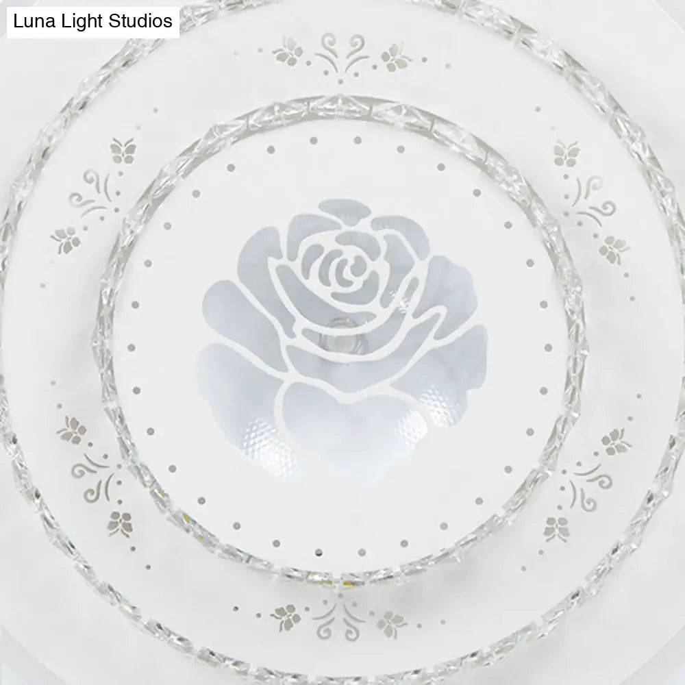 Modern Crystal Ceiling Mount Led Light Fixture For Bedroom - White Loving Heart/Square/Rose Design