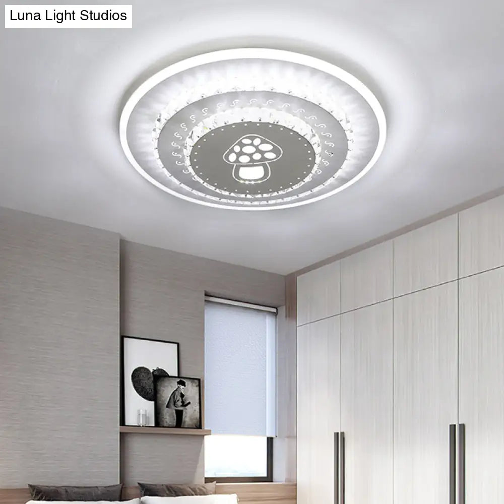 Modern Crystal Ceiling Mount Led Light Fixture For Bedroom - White Loving Heart/Square/Rose Design
