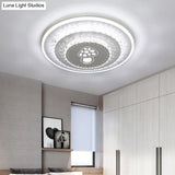 Modern Crystal Ceiling Mount Led Light Fixture For Bedroom - White Loving Heart/Square/Rose Design