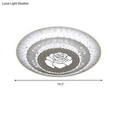 Modern Crystal Ceiling Mount Led Light Fixture For Bedroom - White Loving Heart/Square/Rose Design