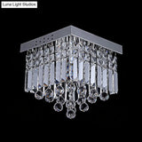 Modern Crystal Ceiling Mount Light Fixture With Chrome Finish - 2 Lights Bedroom Flush