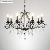 Modern Crystal Chandelier - Black Candle Ceiling Pendant Light Fixture (6/8 Bulbs)
