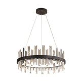 Modern Crystal Chandelier - Circular Pendant Ceiling Light Warm Led 23.5/31.5 Wide