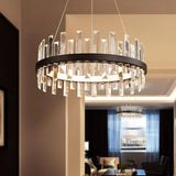 Modern Crystal Chandelier - Circular Pendant Ceiling Light Warm Led 23.5/31.5 Wide Black / 23.5