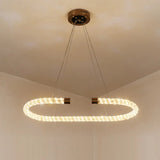 Modern Crystal Chandelier Led Brass Suspended Lighting Fixture In 31.5/39/47 Width / 47