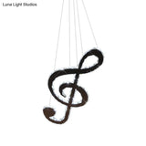 Modern Crystal Chandelier Light With Led Music Note Design – Chrome Finish Warm/White Lighting