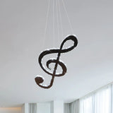 Modern Crystal Chandelier Light With Led Music Note Design – Chrome Finish Warm/White Lighting /