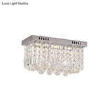 Modern Crystal Chrome Flush Mount Led Ceiling Light - 8’/16’ Cubic/Cuboid For Bedroom