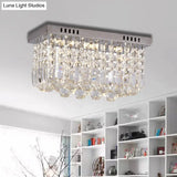 Modern Crystal Chrome Flush Mount Led Ceiling Light - 8’/16’ Cubic/Cuboid For Bedroom