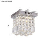 Modern Crystal Chrome Flush Mount Led Ceiling Light - 8’/16’ Cubic/Cuboid For Bedroom