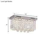 Modern Crystal Chrome Flush Mount Led Ceiling Light - 8’/16’ Cubic/Cuboid For Bedroom