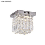 Modern Crystal Chrome Flush Mount Led Ceiling Light - 8’/16’ Cubic/Cuboid For Bedroom